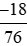 Rút gọn các phân số (-18)/76; 125/(-375)