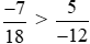 So sánh (-7)/18 và 5/(-12)