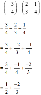 Thực hiện phép tính: -((-3)/4)) - (2/3 + 1/4)