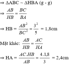 Trắc nghiệm Các trường hợp đồng dạng của tam giác vuông có đáp án