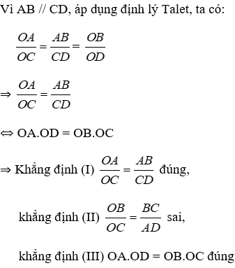 Trắc nghiệm Định lí Ta-lét trong tam giác có đáp án