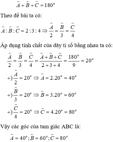 Trắc nghiệm Tổng ba góc của một tam giác