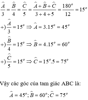 Trắc nghiệm Tổng ba góc của một tam giác