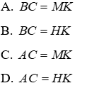 Trắc nghiệm Trường hợp bằng nhau thứ hai của tam giác: cạnh - góc - cạnh (c.g.c)