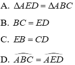 Trắc nghiệm Trường hợp bằng nhau thứ hai của tam giác: cạnh - góc - cạnh (c.g.c)