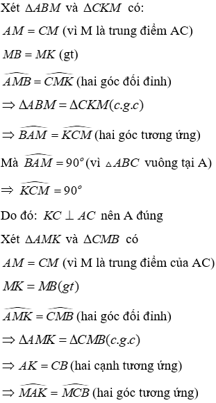 Trắc nghiệm Trường hợp bằng nhau thứ hai của tam giác: cạnh - góc - cạnh (c.g.c)