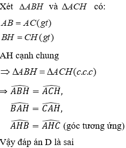 Trắc nghiệm Trường hợp bằng nhau thứ nhất của tam giác: cạnh - cạnh - cạnh (c.c.c)