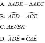 Trắc nghiệm Trường hợp bằng nhau thứ nhất của tam giác: cạnh - cạnh - cạnh (c.c.c)