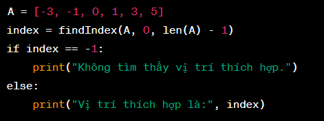 Cho một dãy số nguyên được sắp xếp theo thứ tự tăng dần, hãy tìm một vị trí thứ i