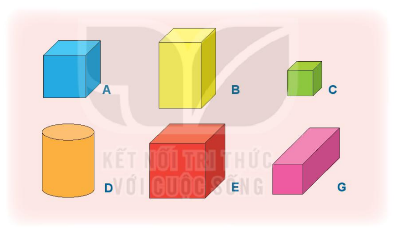 Những hình nào là khối lập phương? Những hình nào là khối hộp chữ nhật?