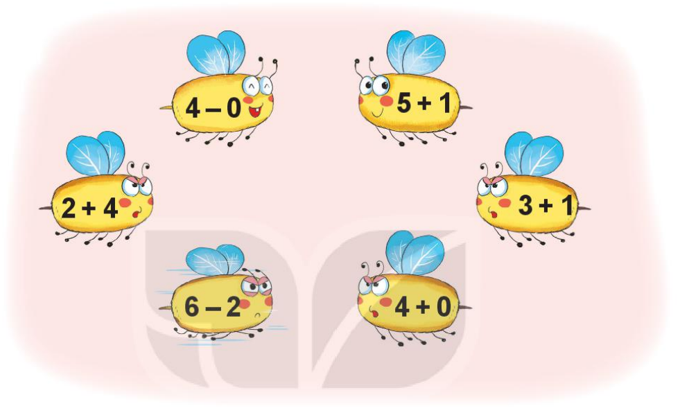 Những con ong nào chứa phép tính có kết quả bằng 4?