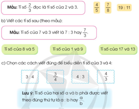 Toán lớp 5 trang 17 Bài 6: Giới thiệu về tỉ số - Cánh diều (ảnh 1)