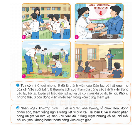 Hoạt động nào trong các hình ảnh trên đã được trường, lớp, địa phương em tổ chức