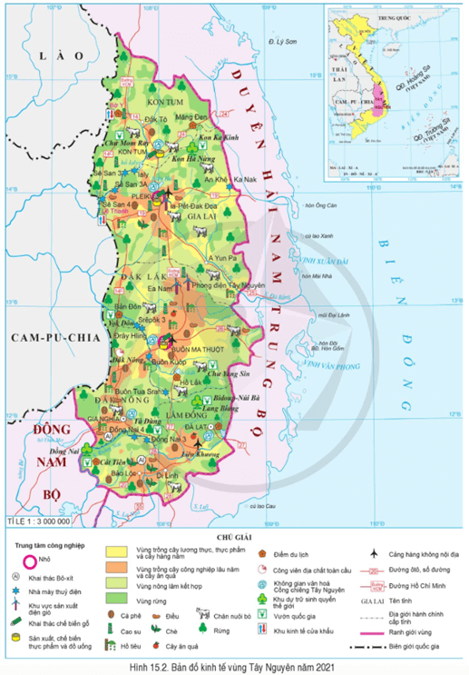 Dựa vào thông tin và hình 15.2 hãy Trình bày sự phát triển và phân bố ngành công nghiệp của Tây Nguyên