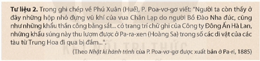 Khai thác tư liệu 1 và 2 và thông tin trong mục hãy trình bày những chứng cứ lịch sử trước năm 1884