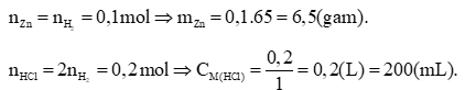 Phản ứng của kim loại kẽm với dung dịch hydrochloric acid được dùng để điều chế 