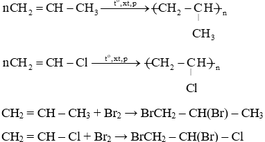 Cho các hợp chất hữu cơ sau: CH3-CH3, CH2=CH-CH3, CH2=CHCl, CH3-CH2-CH3