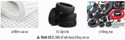 Ngoài các vật dụng ở Hình 30.5, em hãy cho biết thêm một số vật dụng bằng cao su thường gặp