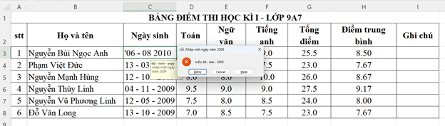 Trong Hình 1 em hãy chọn khối ô C3:C8 và thực hiện các thao tác sau