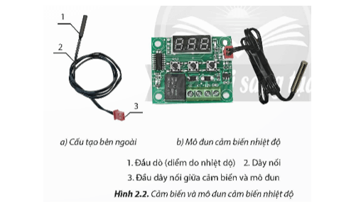 Em hãy mô tả cấu tạo bên ngoài của cảm biến nhiệt độ ở Hình 2.2a