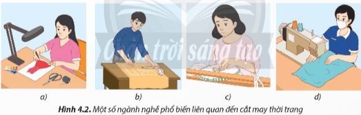 Hình 4.2 minh họa cho những ngành nghề nào liên quan đến cắt may thời trang?