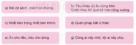 Trong các câu ca dao, tục ngữ, thành ngữ dưới đây, câu nào nói về sự khách quan, công bằng