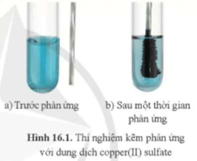 Quan sát hiện tượng xảy ra khi nhúng lá kẽm vào dung dịch copper II sulfate