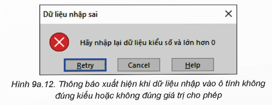 Em hãy sử dụng công cụ xác thực dữ liệu để xác thực cho dữ liệu cột Số tiền