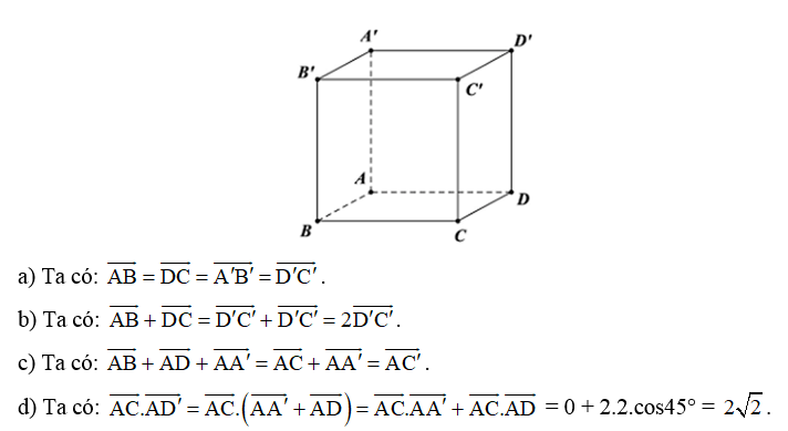 Cho hình lập phương ABCD.A'B'C'D' có cạnh bằng 2 trang 78 SBT Toán 12 Tập 1