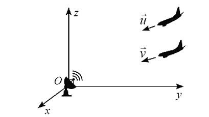 Trong không gian Oxyz được thiết lập tại một sân bay, người ta ghi nhận hai máy bay