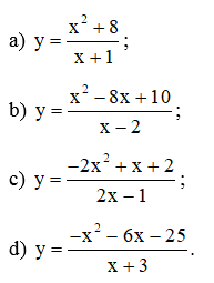 Xét tính đơn điệu và tìm cực trị của các hàm số: y = (x^2 + 8)/(x + 1)