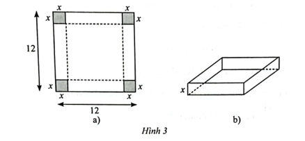 Từ một miếng bìa hình vuông có cạnh bằng 12 cm, người ta cắt bỏ đi bốn hình vuông